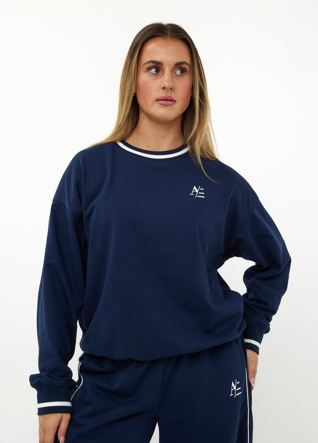 Ares Crewneck Top Navy Blue
