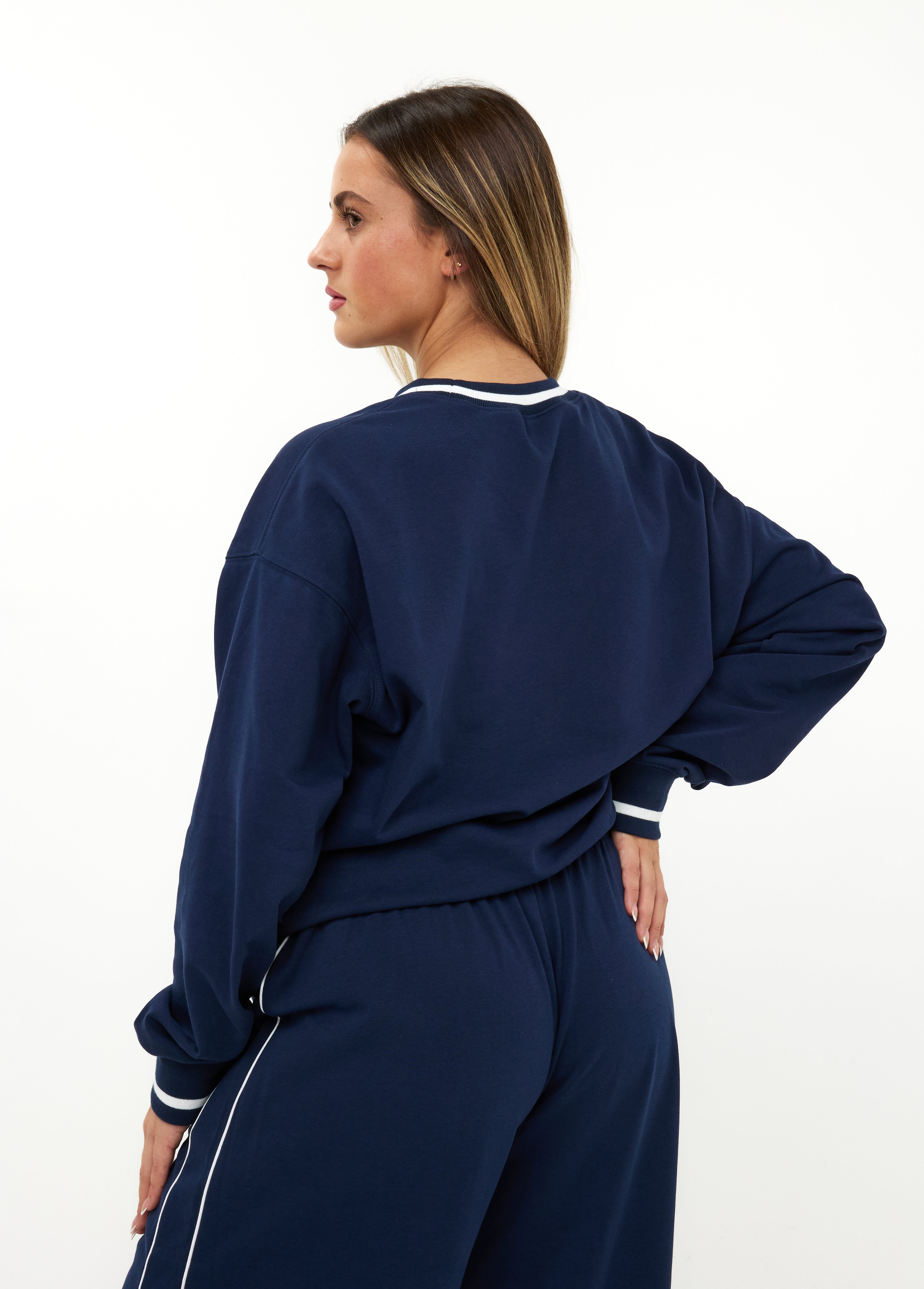 Ares Crewneck Top Navy Blue